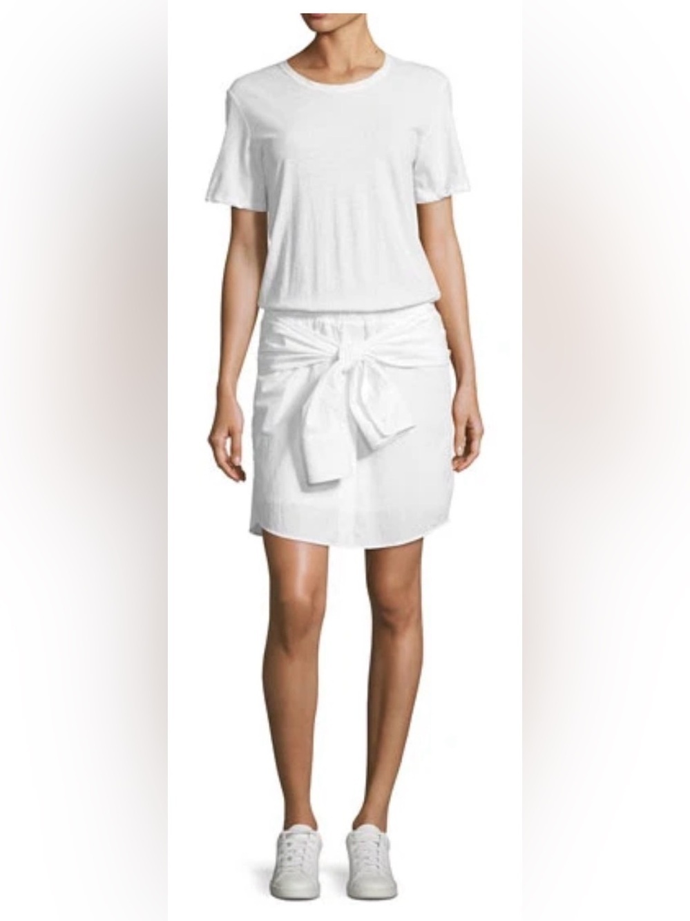 A.L.C. “Corey” Cotton Tie T-Shirt Dress White Size Small